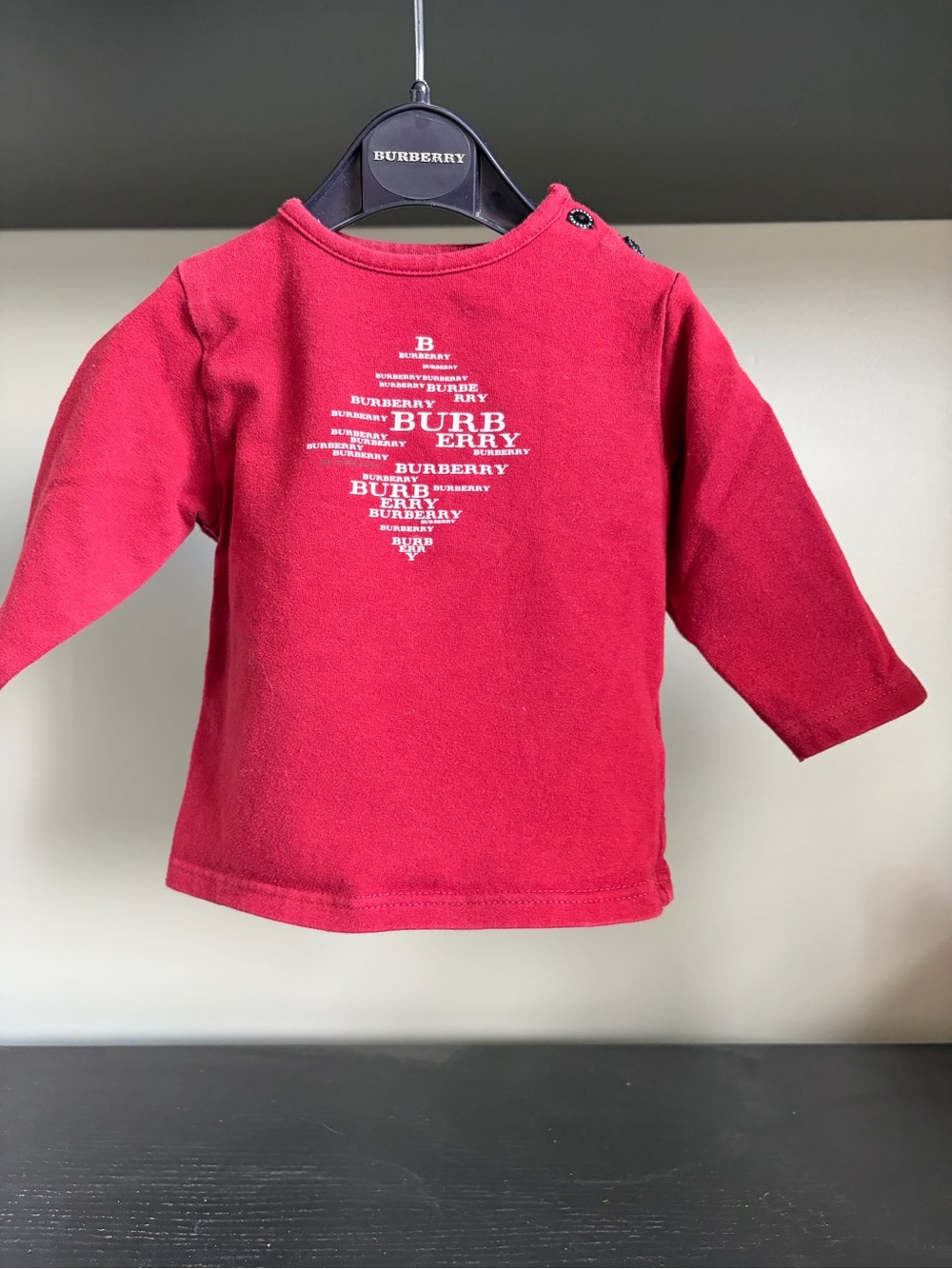 Burberry Kids Cherry Red Long-Sleeve Logo Tee